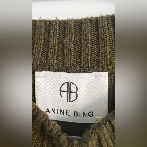 Anine Bing Aurora Sweater Dress Army Green - US M - Picture 7 of 9
